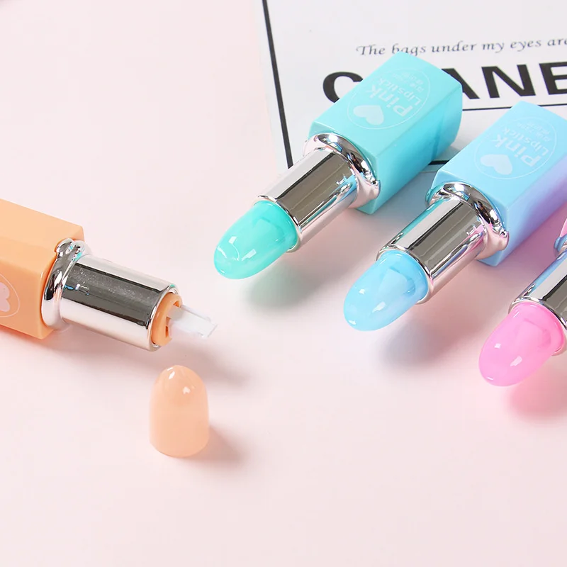 4 Piece Lytwtw's Cute Kawaii Lipstick Kawaii Stationery Office School Supplies Gift Corrector Candy Lovely Correction Tape