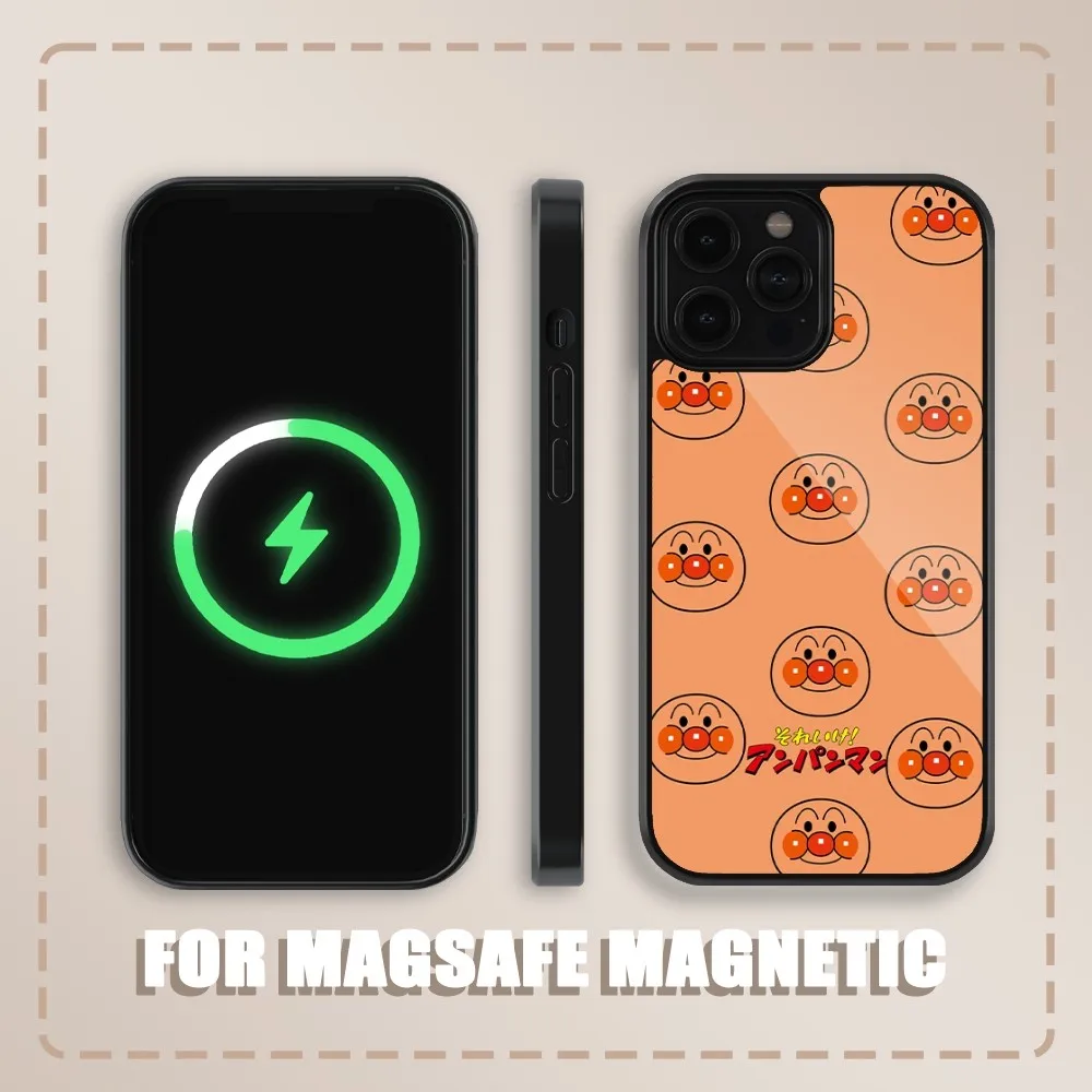 Cute Anime Anpanman Phone Case For iPhone 15 14 13 12 11 Plus Pro Max Magnetic Magsafe Wireless Charging Cover