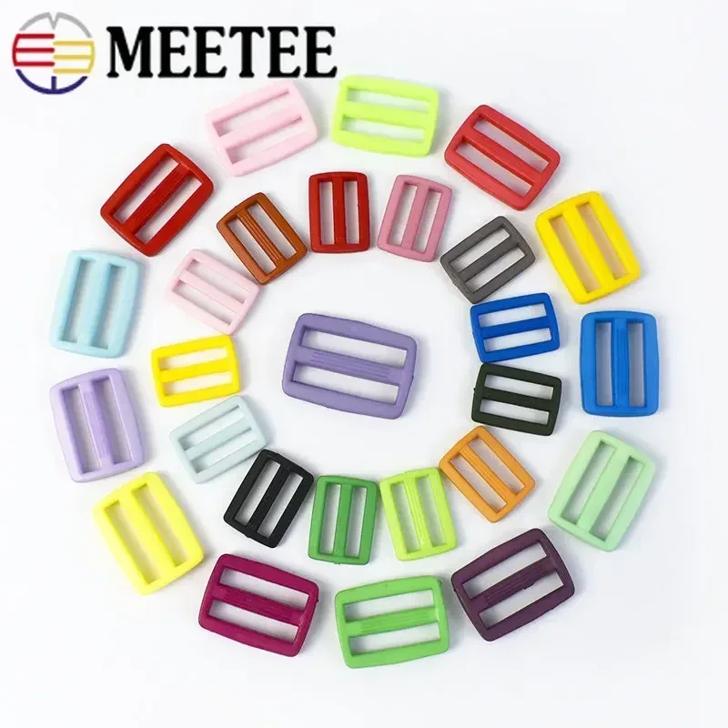 50Pcs 16-25mm Plastic Buckles For Knapsack Bag Strap Tri-Glide Slider Ring Clasp Webbing Belt Adjuster Hooks DIY Accessories