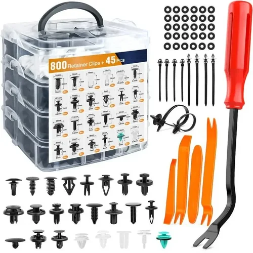 835 Clips de sujeción de nailon negro para retenedor de empuje de coche en caja de plástico para GM Ford Lexus Honda Chrysler Mazda Nissan Jeep Ford