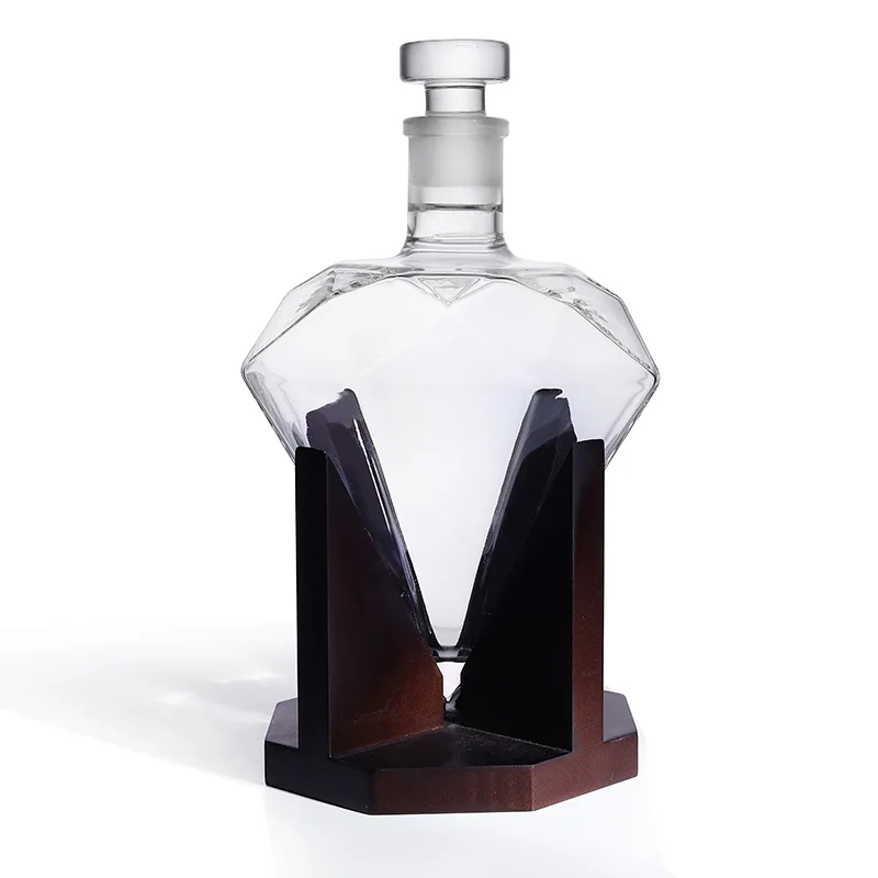 Decantador de Whisky con Corte de Diamante de 850 ml - Vidrio de Borosilicato con Tapa Hermética, Cristalería Premium para Ginebra y Ron, Elegante Regalo para Hombres