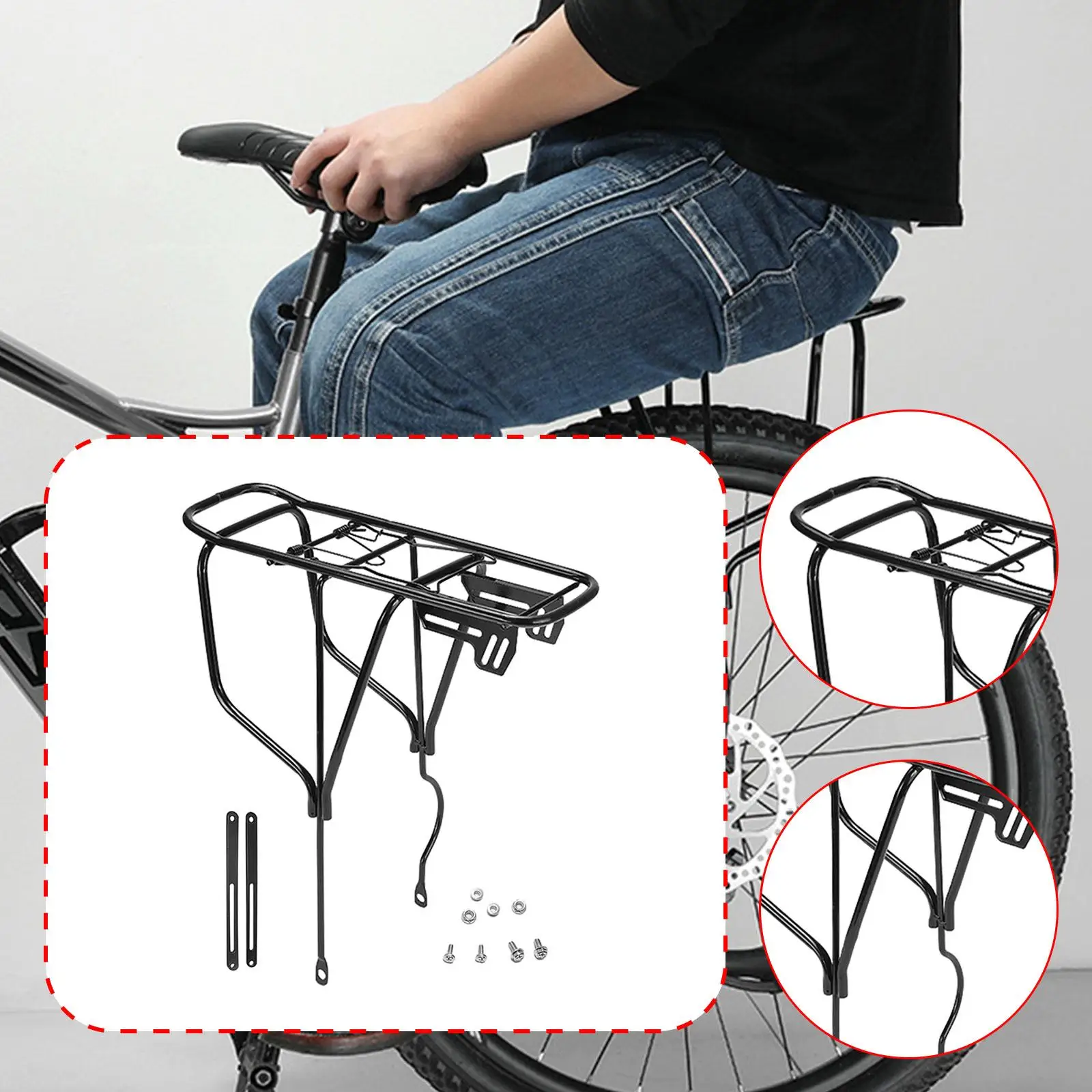 

Bicycle Carrier Rack Carbon Steel Touring Bracket Rear Bicycle Luggage Rack for Delivery Commuting Trip Road Bikes Transport