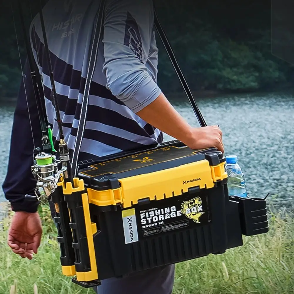 HASIDA Butterfly Self-lock Fishing Takle Box 6L/12L Multi-Functional Thicken Anti-Pressure High Density Big Capacity Portable