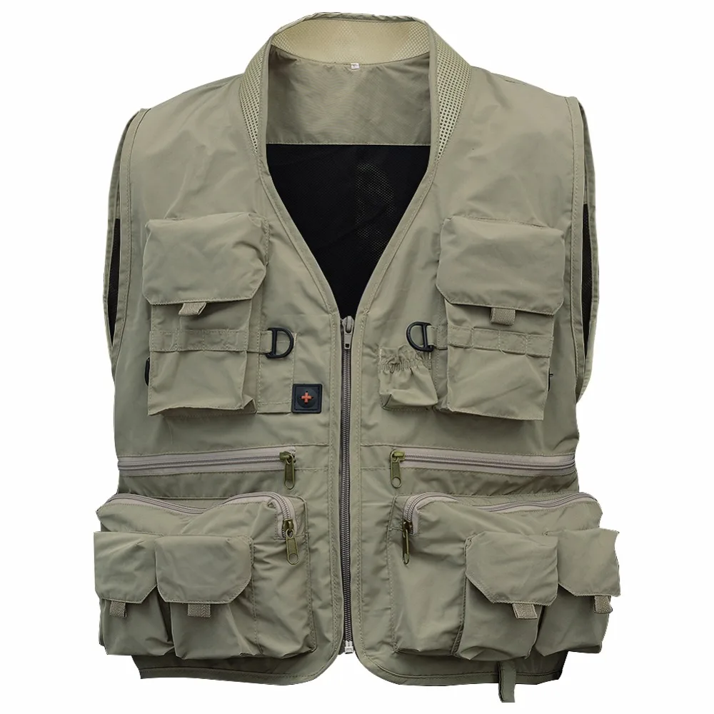 Men's Casual Outdoor Detachable Multifunctional Fishing Vest Travel Photography Mesh Quick Dry Cardigan V-Neck Fishing Vest