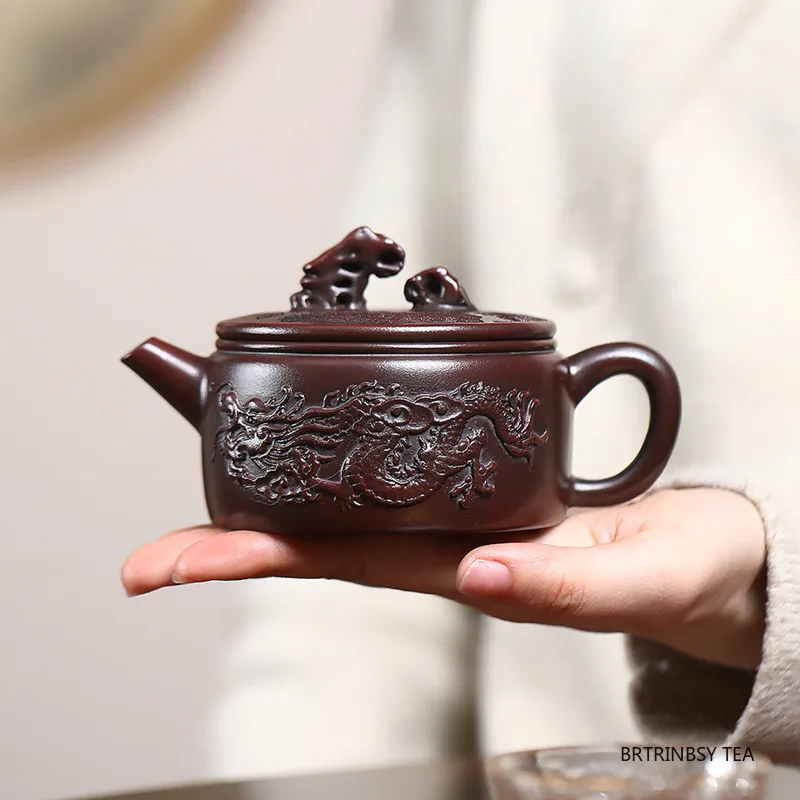 

Chinese Tradition Yixing Purple Clay Teapot Handmade Dragon Pattern Tea Pot Household Beauty Kettle Zisha Tea Set Teaware 180ml