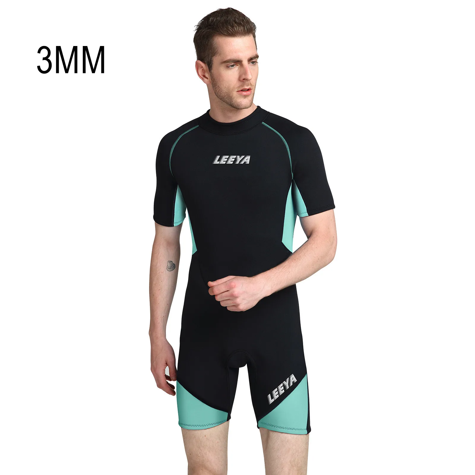 3MM Men Short Sleeve Scuba Neoprene Wetsuit One Piece UnderWater Hunting Snorkeling Spearfishing Diving Suit Surfing SwimWear