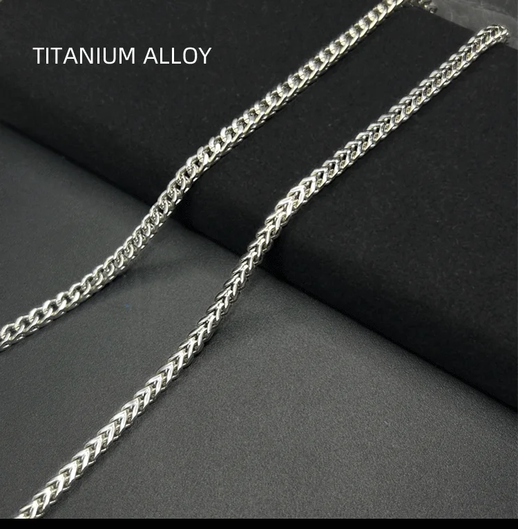 Fashion TA1 Pure Titanium Keel Chain Necklace for Men Women 4mm Ultra Light Hip-Hop Anti-Allergy Skin Friendly Chain Necklace