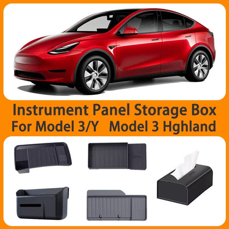 

Car Screen Rear ETC Storage Box Tray Center Console Storage Box Tissue Box Car Accessories For Tesla Model 3 Y Model 3 Highland