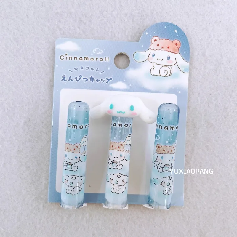 Sanrio Character Limited Edition 3D Doll Head Pen Cap Pen Cap 3pcs Kuromi Cinnamoroll Pochacco Anime Plush Toy Birthday Gift