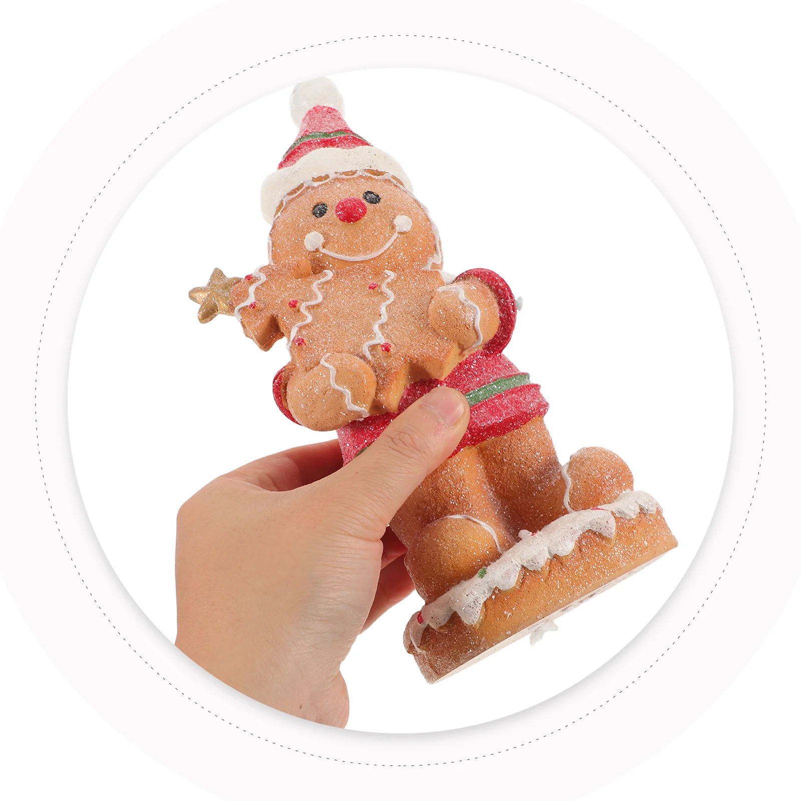 

Gingerbread Man Statue Resin Made Small Table Decor for Christmas Shelf Display Festive Holiday Atmosphere Enhancer