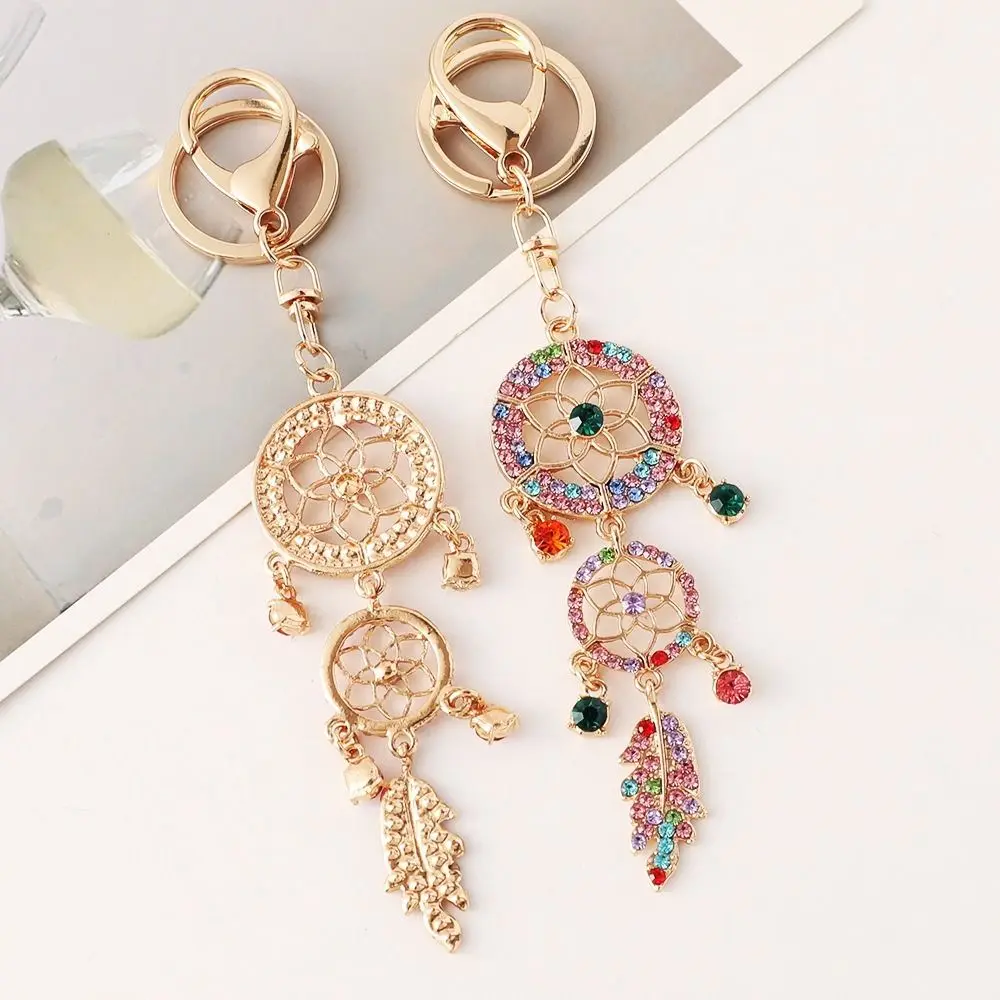 Trendy Vintage Dream Catcher Key Chain Alloy Feather Car Keychain Tassel Aesthetic Bag Pendant Women