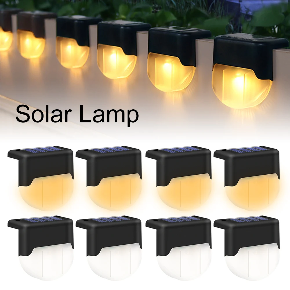 LED Solar Lamp Path Stair Outdoor Waterproof Wall Light Garden Landscape Step Deck Light Balcony Fence Solar Lamps Garden Decor