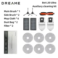 Orijinal Dreame L10s Pro Ultra, X30 Ultra, X30 Pro Set hediye kutusu sürümü ana yan fırça filtre paspas toz torbası aksesuarları