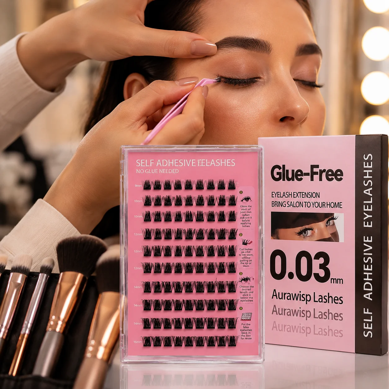 DIY No Glue False Eyelashes He - Eyelash Extension No 9 评论和价格
