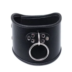 PU Leather BDSM Bondage Posture Neck Collar With Pull Ring Adjustable Collar Rings Belt Slave Bondage Strap Harness Sex Toys