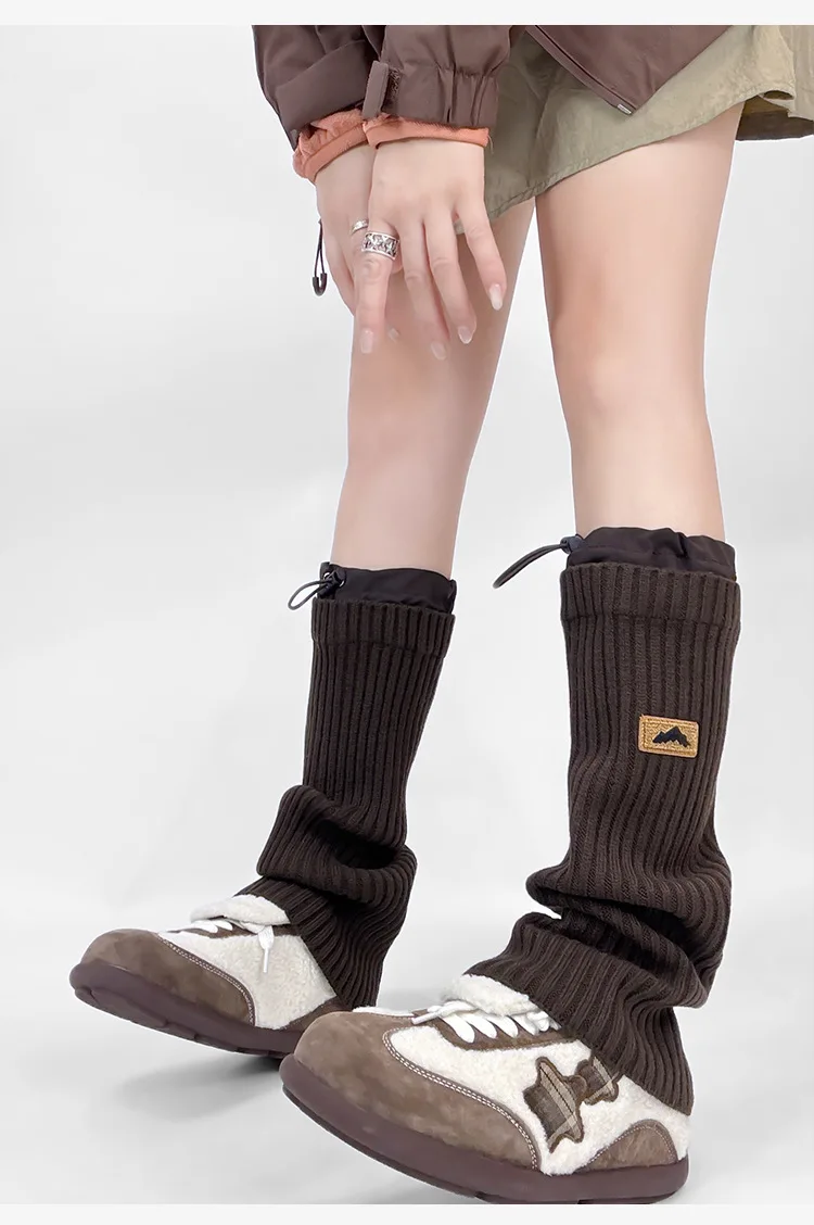 

2025 зимние толстые вязаные гетры, уличные походные лыжные ботинки, топперы, эластичные манжеты, скребок, горный узор, термостойкая лодыжка