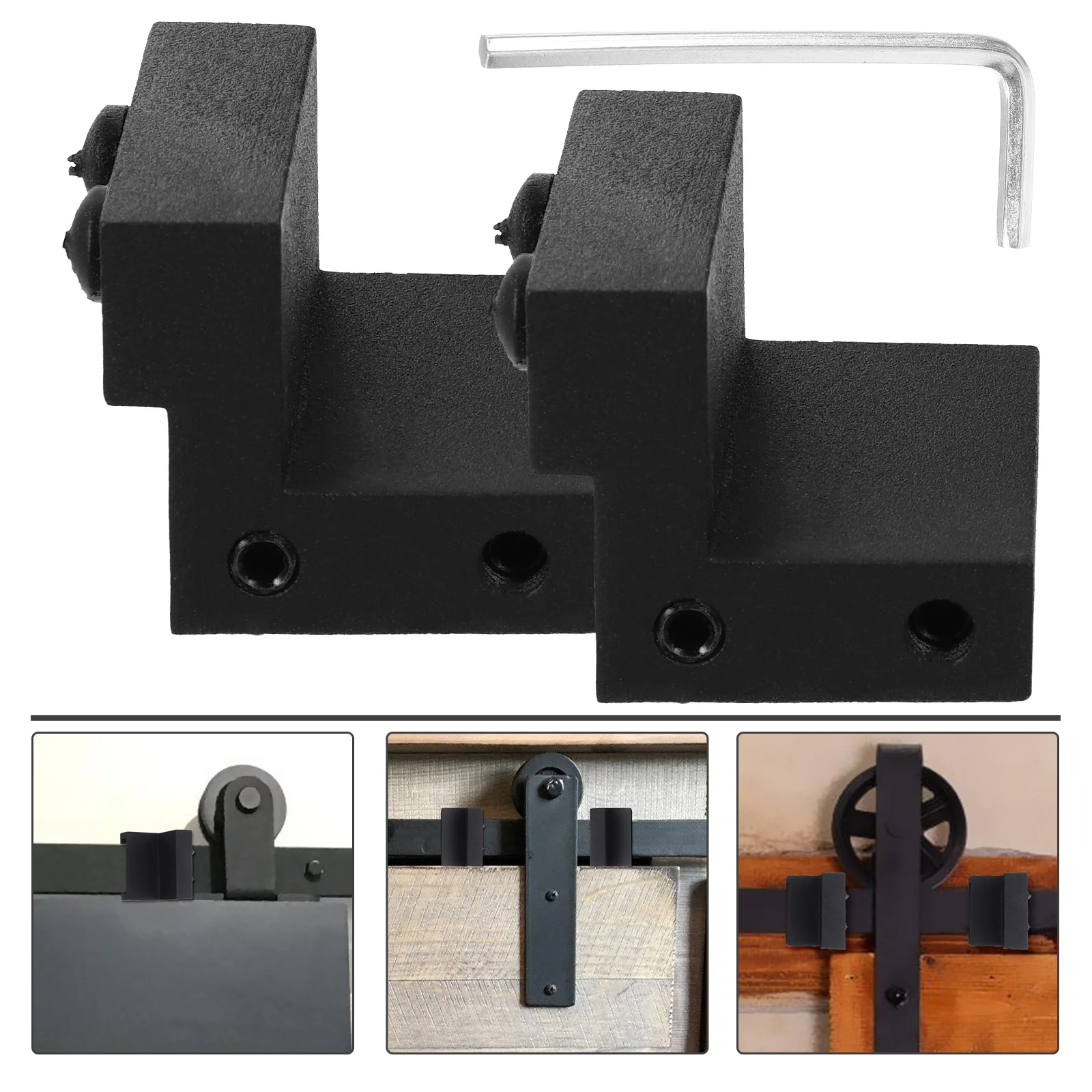 

2Pcs Sliding Aluminum Alloy Sliding Stopper For Track Black Color Adjustable Barn Bumper Door Stopper For Barn Door Track