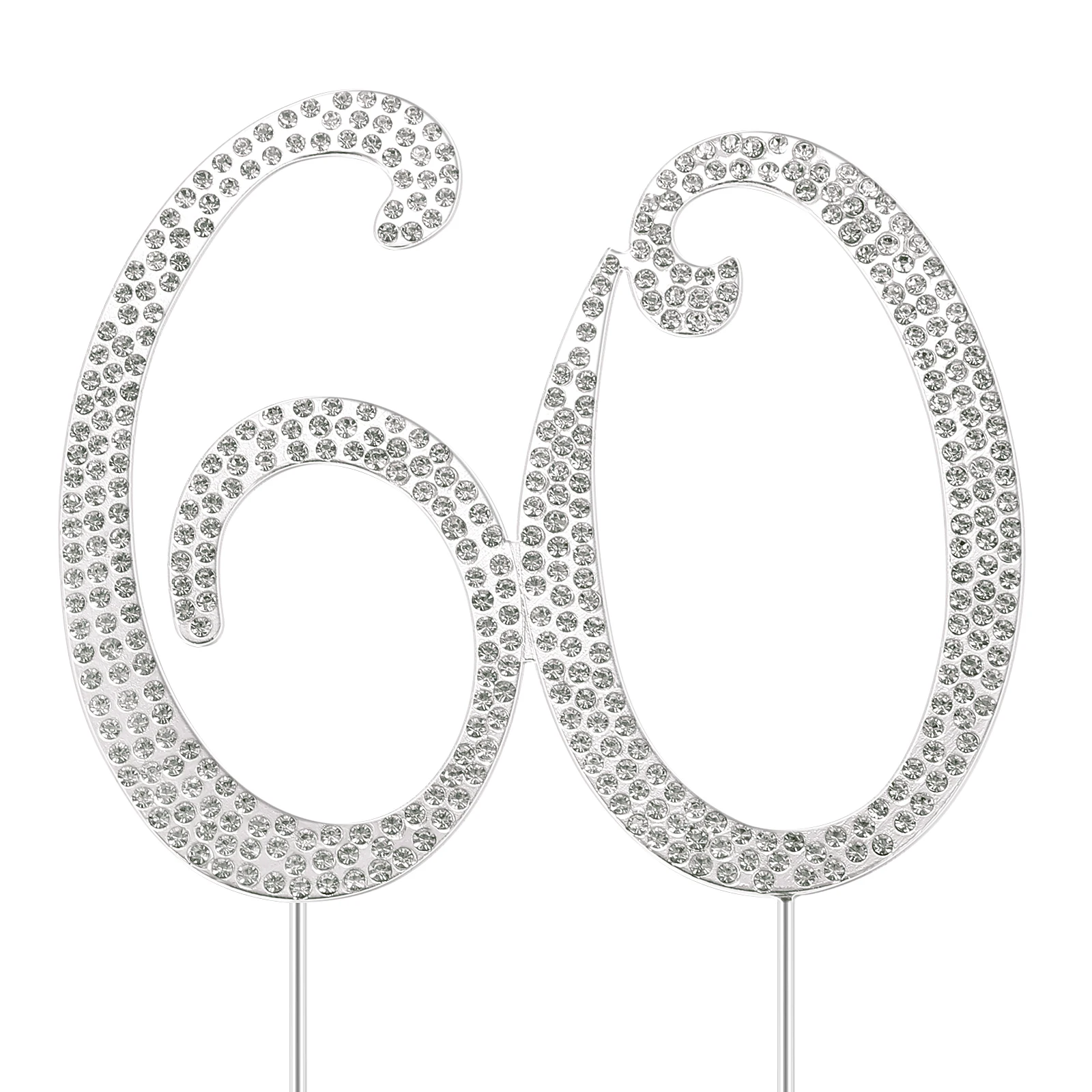 

60 Number Rhinestone Birthday Decorations Cake Topper Silver Number Cake Topper Anniversary Cakes Elegant