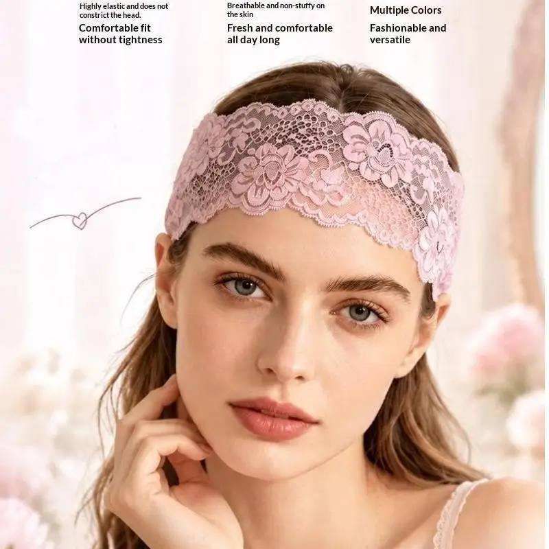 Breites Spitzenblumen-Haarband, weich, dehnbar, in verschiedenen Farben erhältlich, ideal für den täglichen Gebrauch, Yoga, Partys und zum Stylen der Haare. – Detail 19