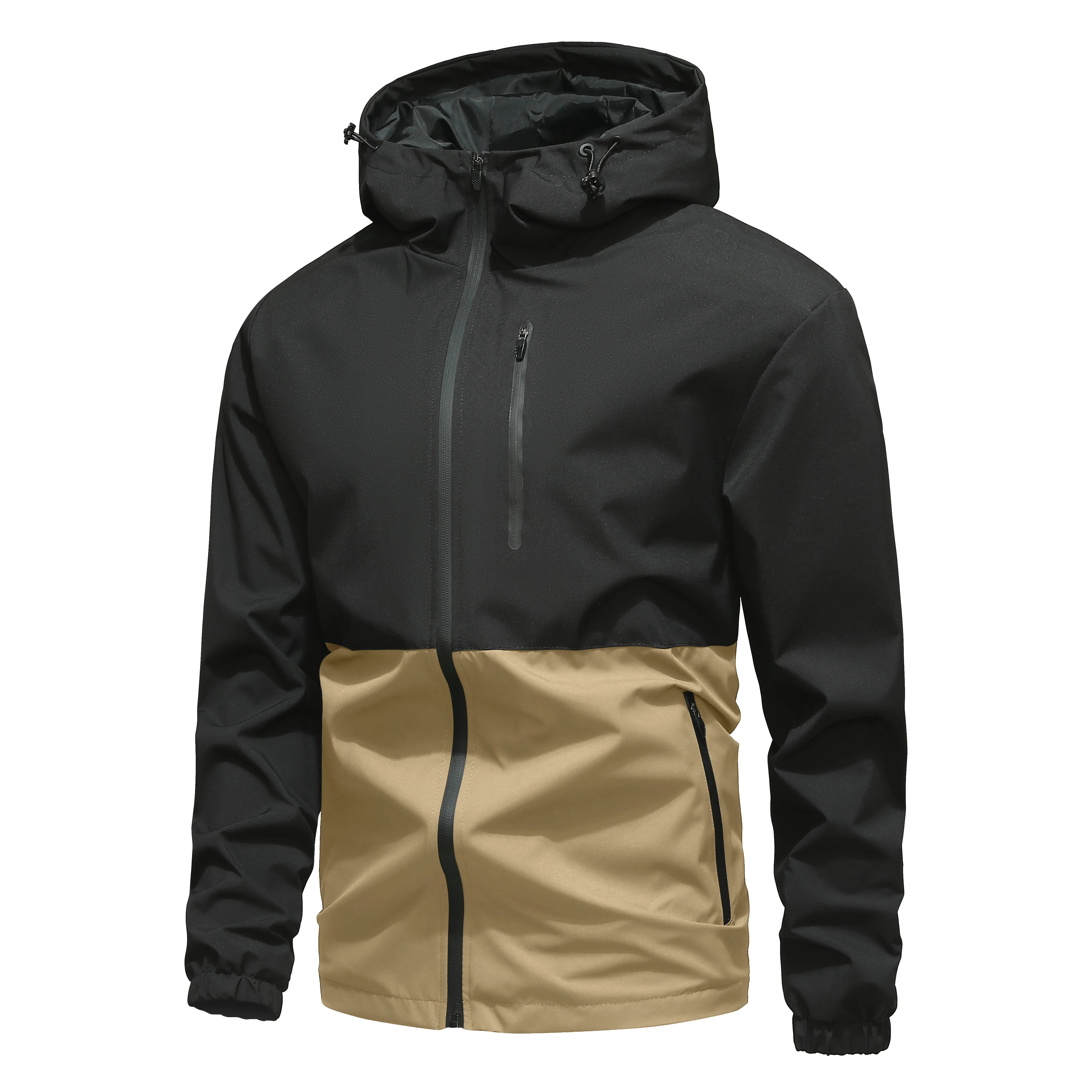 Windproof Jacket Softshell - Farbblockierte wasserdichte Wanderjacke mit Kapuze für