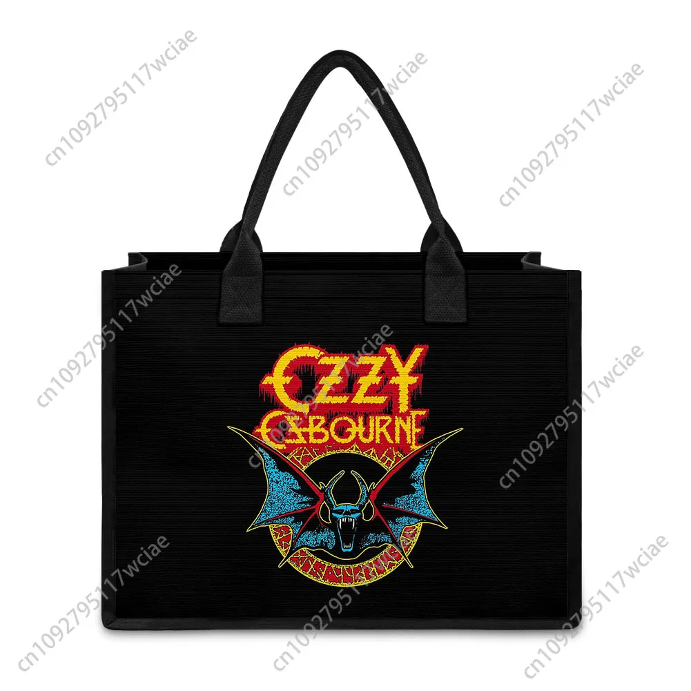 Ozzy Osbourne Rock Band Tas Tangan Kustom Tas Kanvas Wanita Tas Tote Personalisasi Bintang Rock Tas Bahu Hadiah Pantai Pesta Perjalanan
