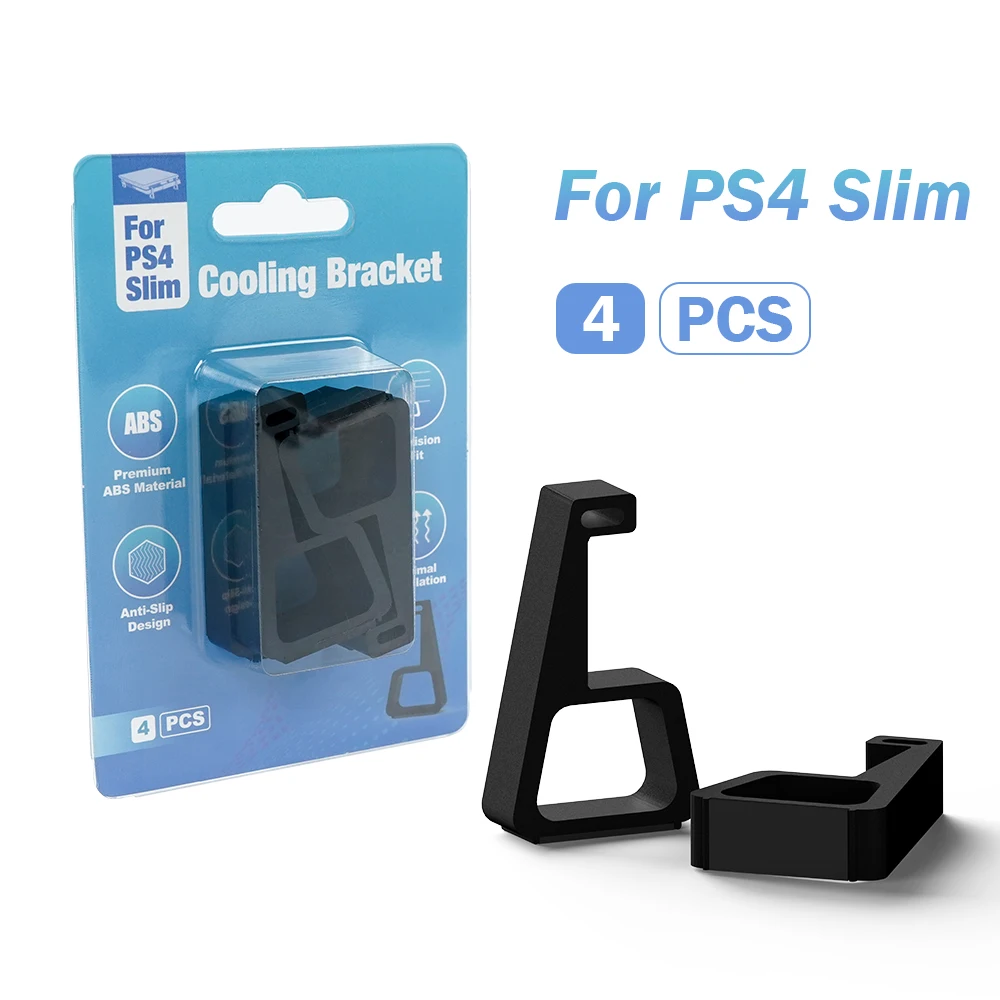 PS4 Slim Cooling Stand with Anti-Slip Base - Horizontal ABS Bracket Holder Space-Saving Design for PlayStation 4 Slim Console