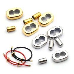 20pcs Double Hole Adjustment Beads End Caps Non-slip Silicone Ring Stainless Steel Stopper Spacer Beads for Jewelry Making DIY