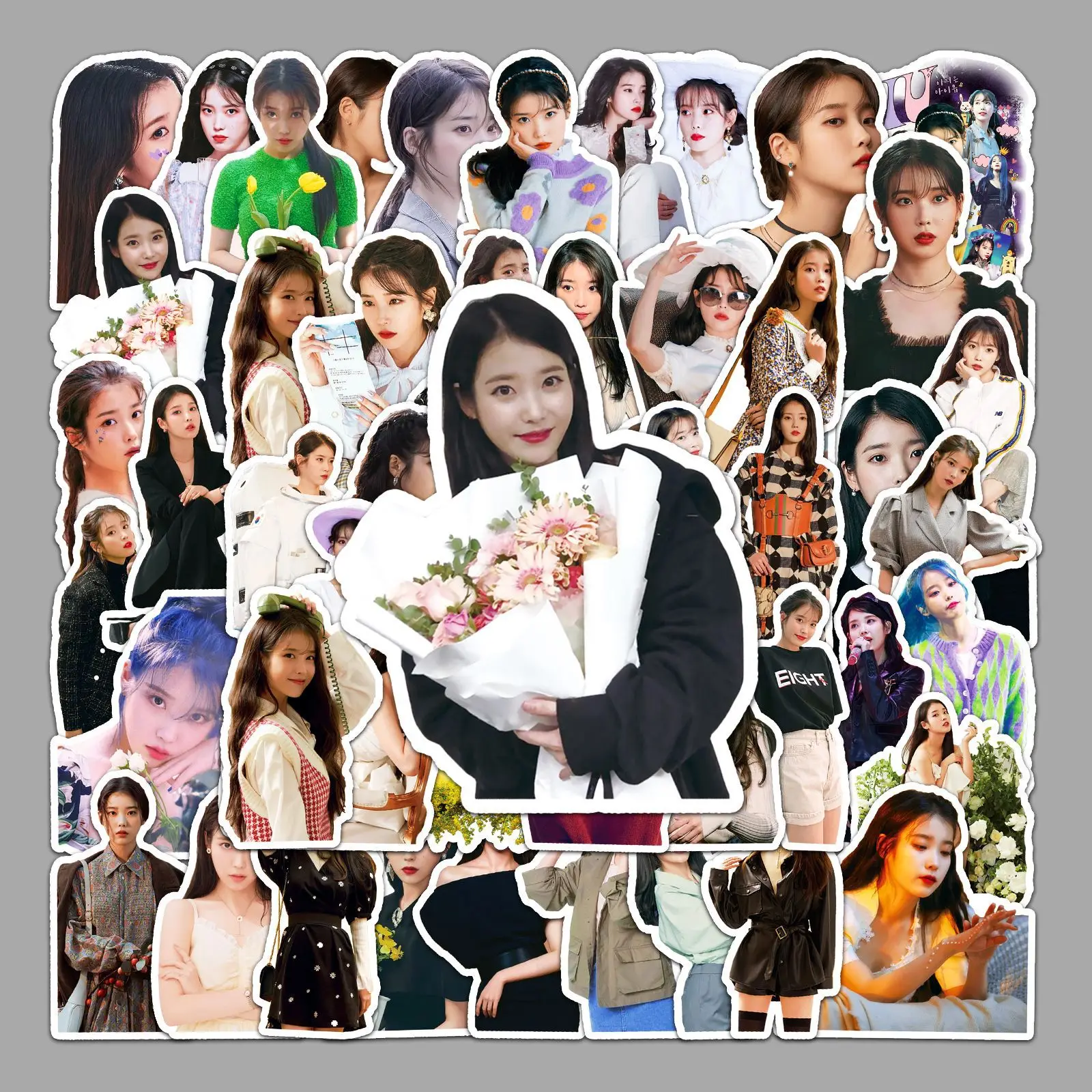 

50PCS Korean Singer IU Stickers DIY Guitar Bicycle Phone Case Skateboard Waterproof Graffiti Kid's Toy Idol Fans Gift Sticker
