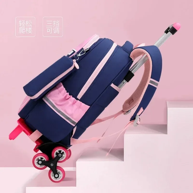 Kids Rolling Backpack for Girls Large Capacity School Bags with Wheels Boys Wheeled Backpack Trolley Luggage Travel Back Pack
