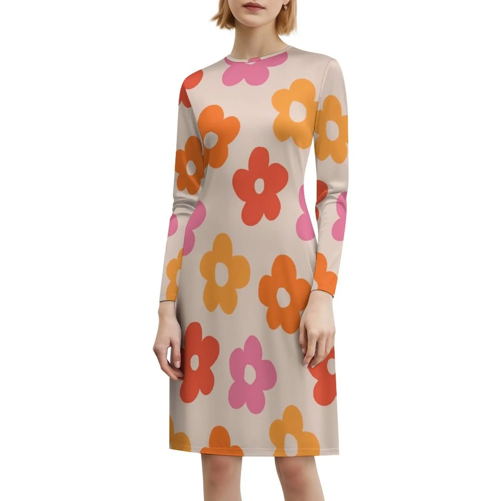 نمط الزهور الرجعية 60S 70S # نمط # فستان بوهيمي عتيق بأكمام منتفخة أو خيارات بدون أكمام للنساء فستان ريترو