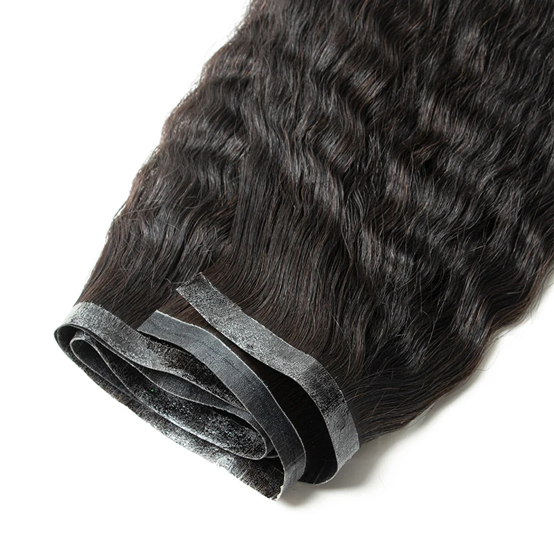 

Kinky Straight Long PU Weft Tape In Hair Extensions Human Hair Yaki Seamless Weft Hair Extensions 12-30inch 80cm 40g-50g Bundles