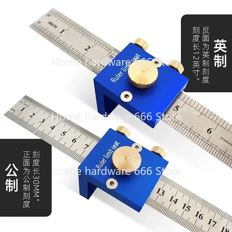 30cm/12 Inch Scribing Ruler Adjustable 90 Degrees Scale Ruler Measuring Marking Gauge Woodworking Right Angle Ruler with Stop