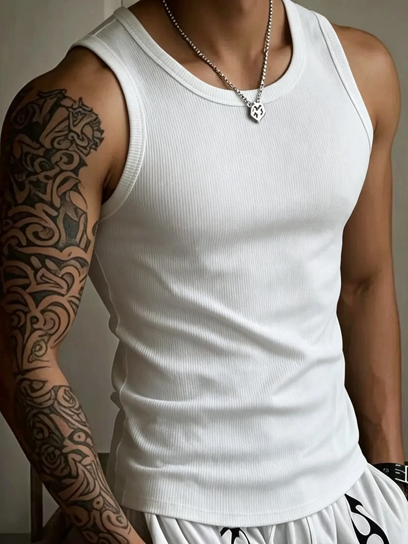 Male Street Sport Tight Vest Casual Trendy Thread Tank Top Retro Fitness Sportswear Summer Comfy Sleeveless Clothes Daily Tee