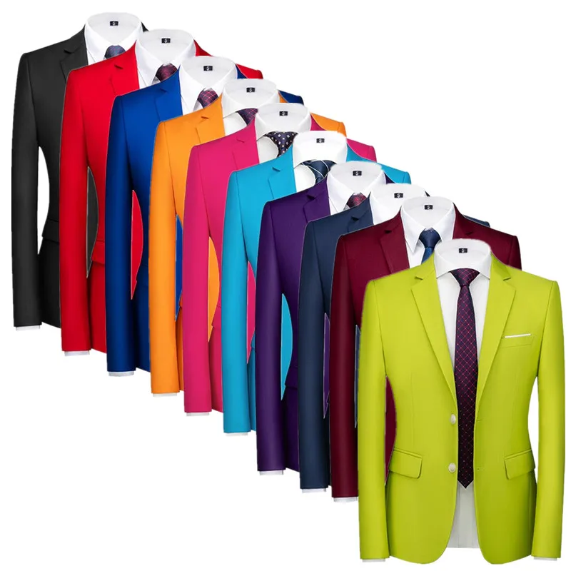 Nowa męska jednokolorowa formalna marynarka garniturowa 21 dostępnych kolorów Męska marynarka ślubna Prom Party Tuxedo Slim Fit Coats