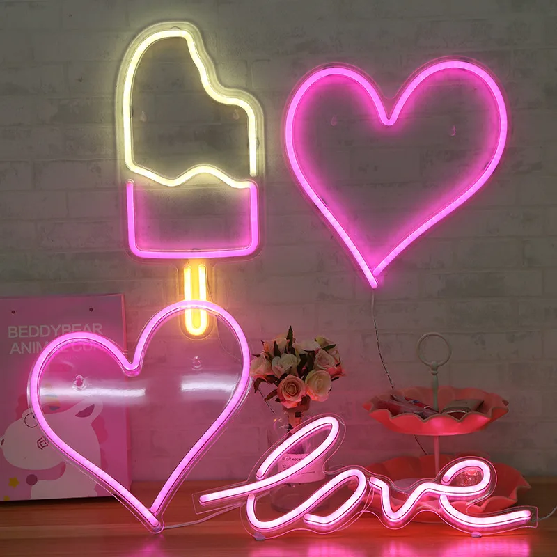 Neon Sign with Acrylic Transparent Backboard LED Neon Light Wall Decor Living Room Bedroom Bar Party Ambient Lighting Creative