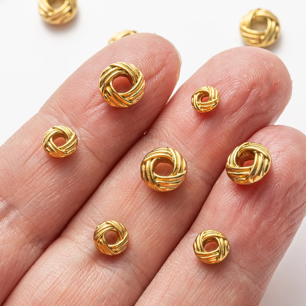 10pcs Stainless Steel Flower Beads PVD Gold Plated Loose Spacer Bead for DIY Bracelet Needlework Jewelry Making Supplies view 4