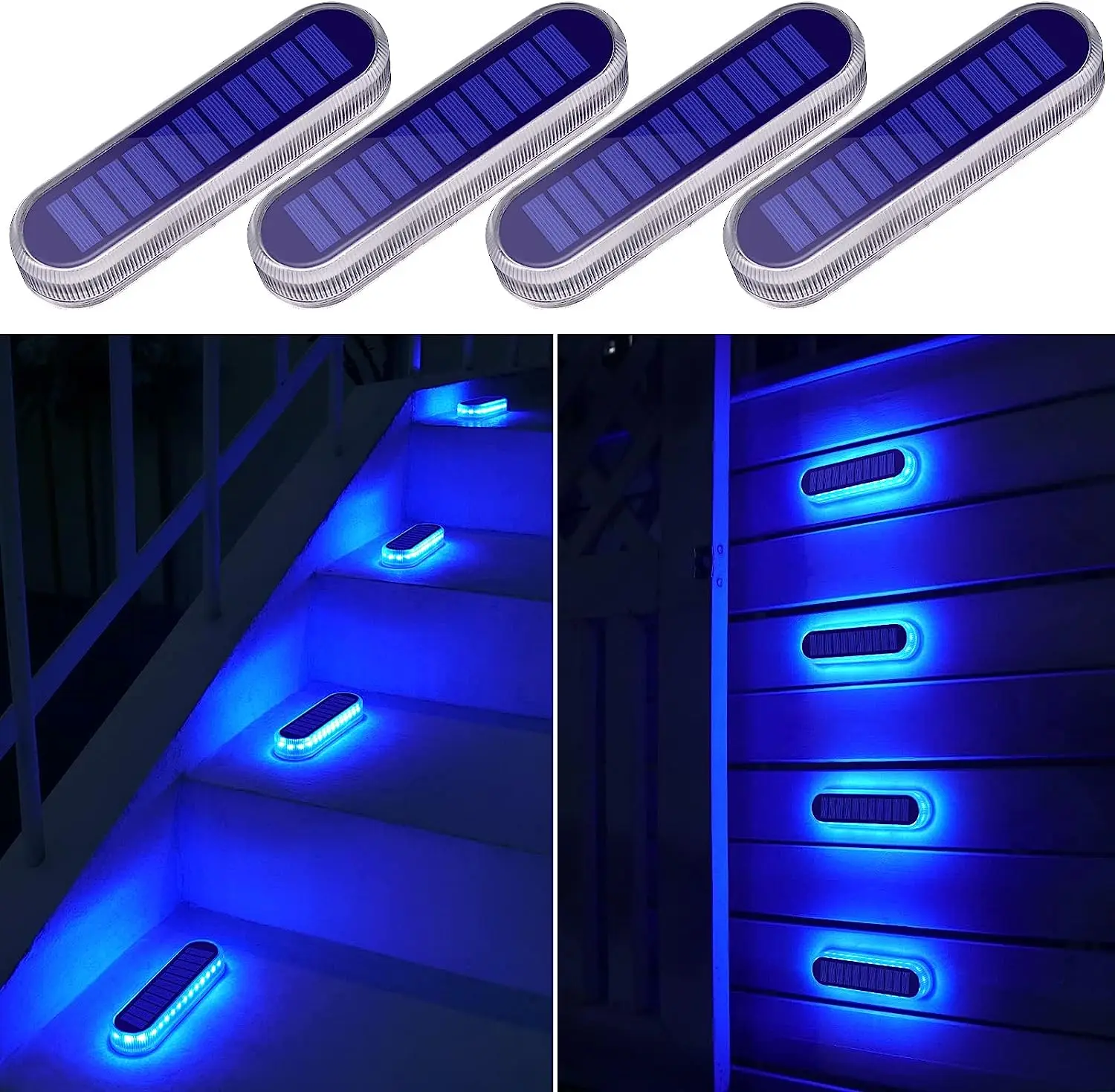 Yilaie Lot de 4 MARCHES LED Solaires Noir 5