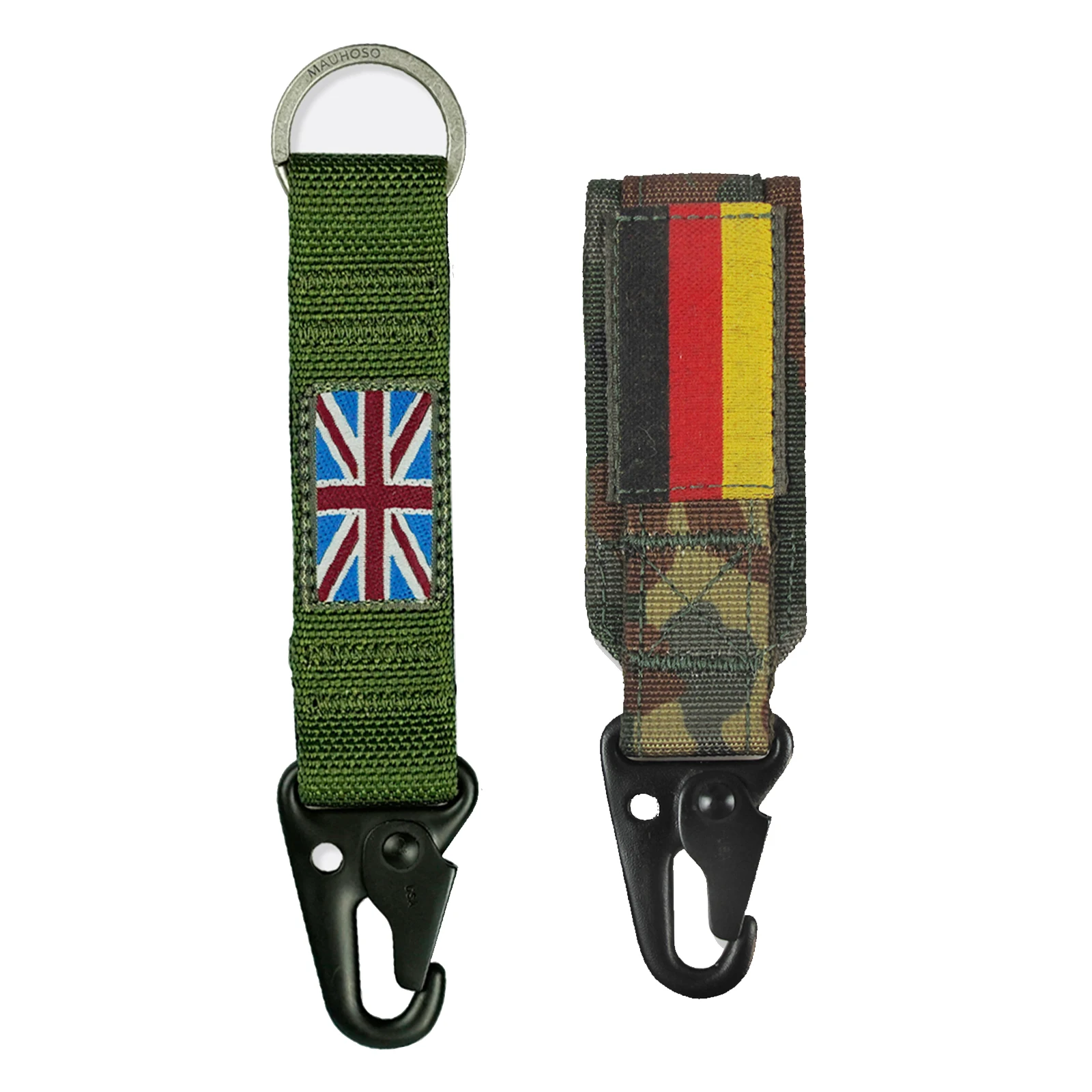 MAUHOSO Country Flag Keychain,German Army Fleck-tarn key ring,Camouflage Bundeswehr(BW) Tactical  Combat Military Keyring Holder