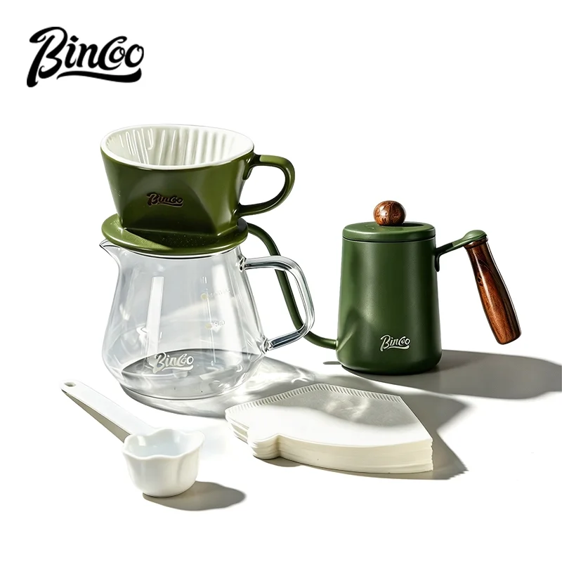 BINCOO Hand Brewed Coffee Set Ceramic Filter Cup Sharing Pot 350ML 500ML Home Barista Coffee Utensils Kit
