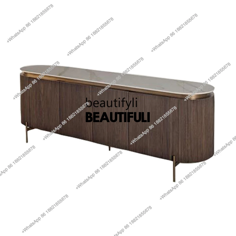 

Легкий роскошный шкаф для телевизора из массива дерева в итальянском стиле, модель комнаты, гостиной, напольный шкаф с круглой дугой, простой современный шкаф