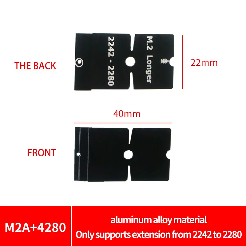 FinalCool M2A+Series aluminiumlegering M.2 Solid-State Drive-verlengbeugel 2230/2242 tot 2280 beugel