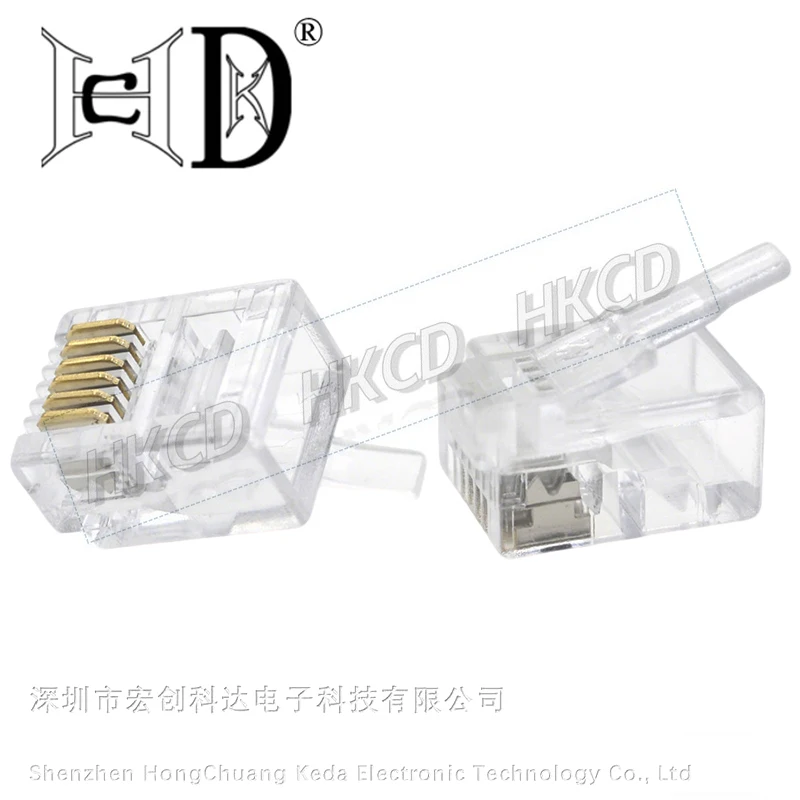 HKCD 6P6C RJ45 Ethernet Plug, Gold-Plated 8-Pin Crystal Head for Cat5/Cat5e/Cat6 Network Cable, Connector