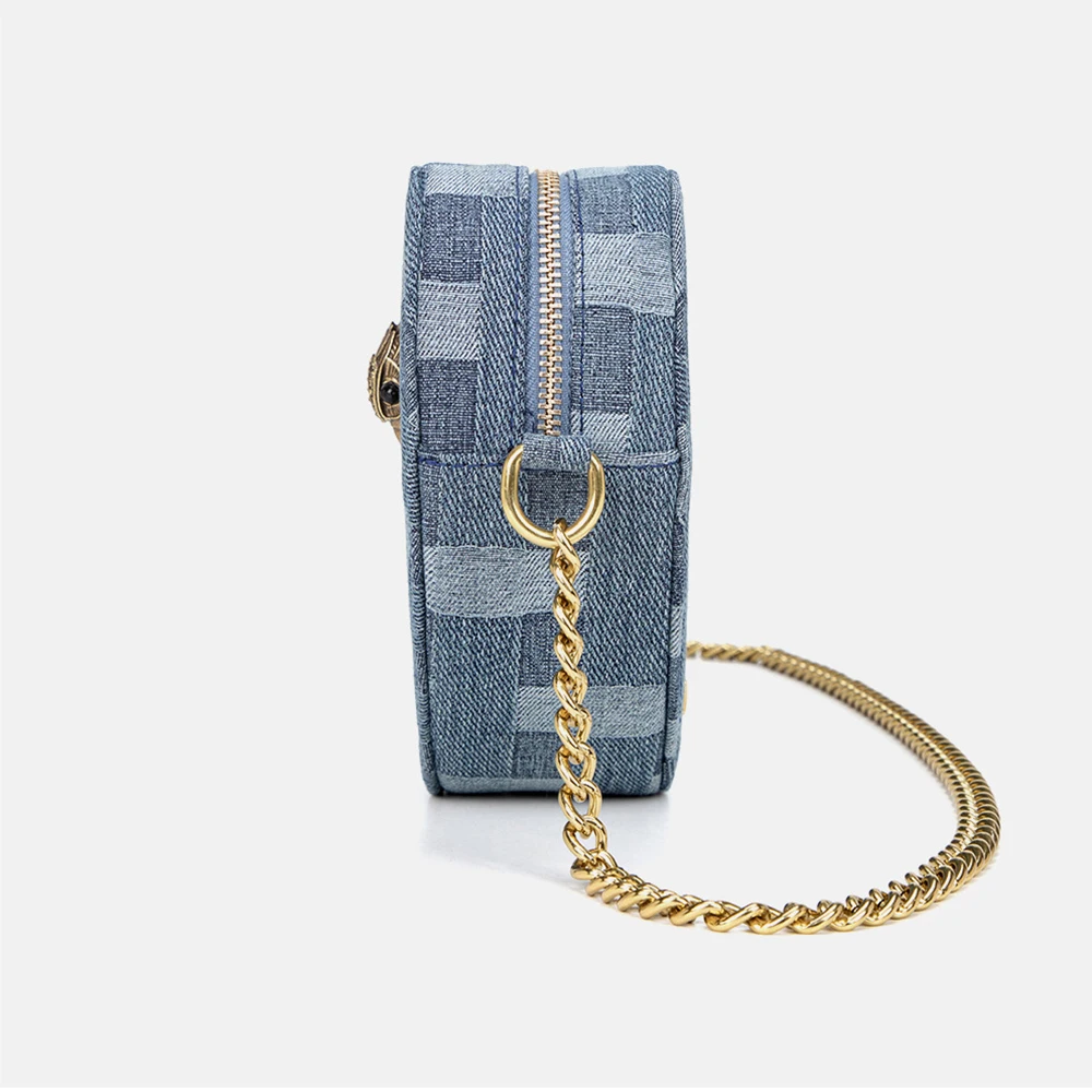 Bolsa tiracolo feminina de um ombro, corrente jeans clássica, tendência de luxo, 2022