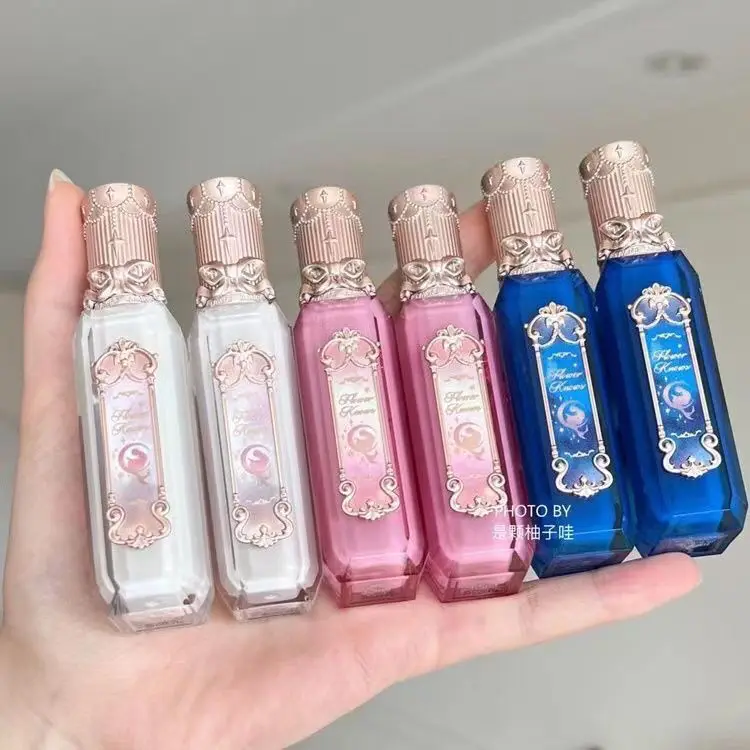 Flower Knows Moonlight Mermaid Gem Waterproof Liquid Lipstick Gloss Moisturizing Lip Gloss Mirror Surface Non-stick Cup Make Up