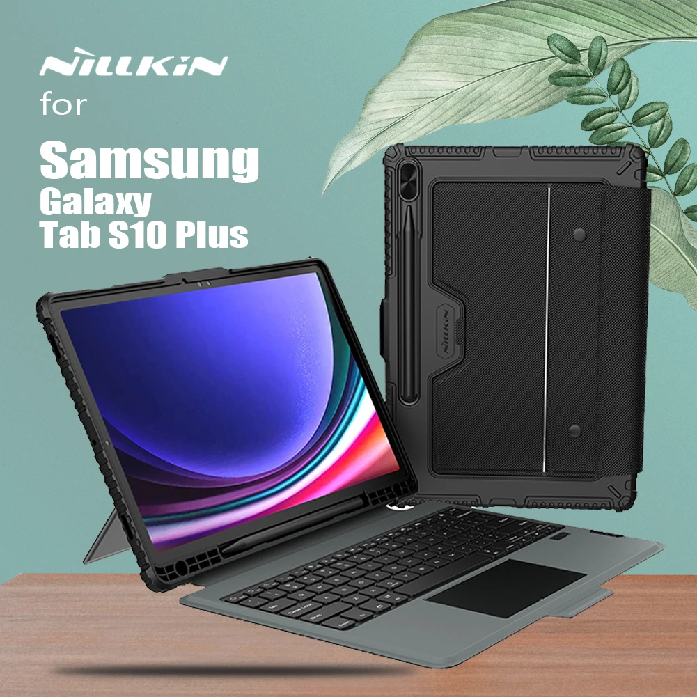 Nillkin for Samsung Galaxy Tab S10 Plus Lens Case Slide Camera Cover Slim Bumper Combo back-light Keyboard Stand Cases