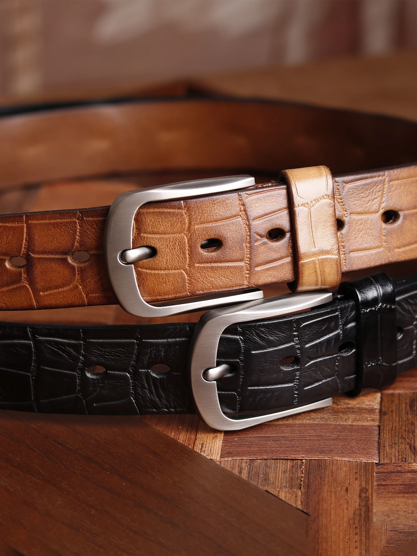 手作りヴィンテージ織り込みベジタブルタンニンなめし革ベルト-メンズバックル-おしゃれカジュアルビジネススタイル革製ウエストバンド