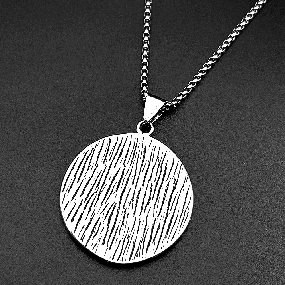 Islamische Arabische Buchstaben Muslim Allah Medaille Edelstahl Anhänger Halskette für Frauen Männer Silberfarbene Kette Halsketten Schmuck Geschenk – Detail 7