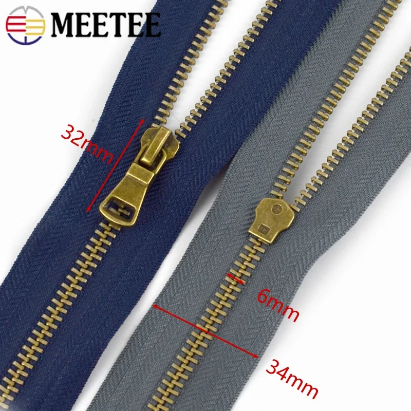 5/10Pcs 5# 40/50/60/70/80cm Metal Zippers Bronze Teeth Open-End Zipper Bag Jackets Tent Replace Zips Repair Kit Sewing Accessory