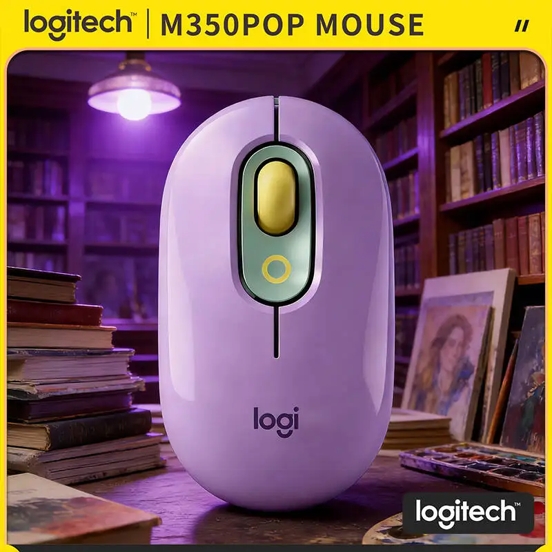 

Мышь Logitech M350 POP, высокоточная, 1000 DPI, Bluetooth, USB, бесшумная, сенсорная, для ноутбуков, настольных ПК, работы в офисе