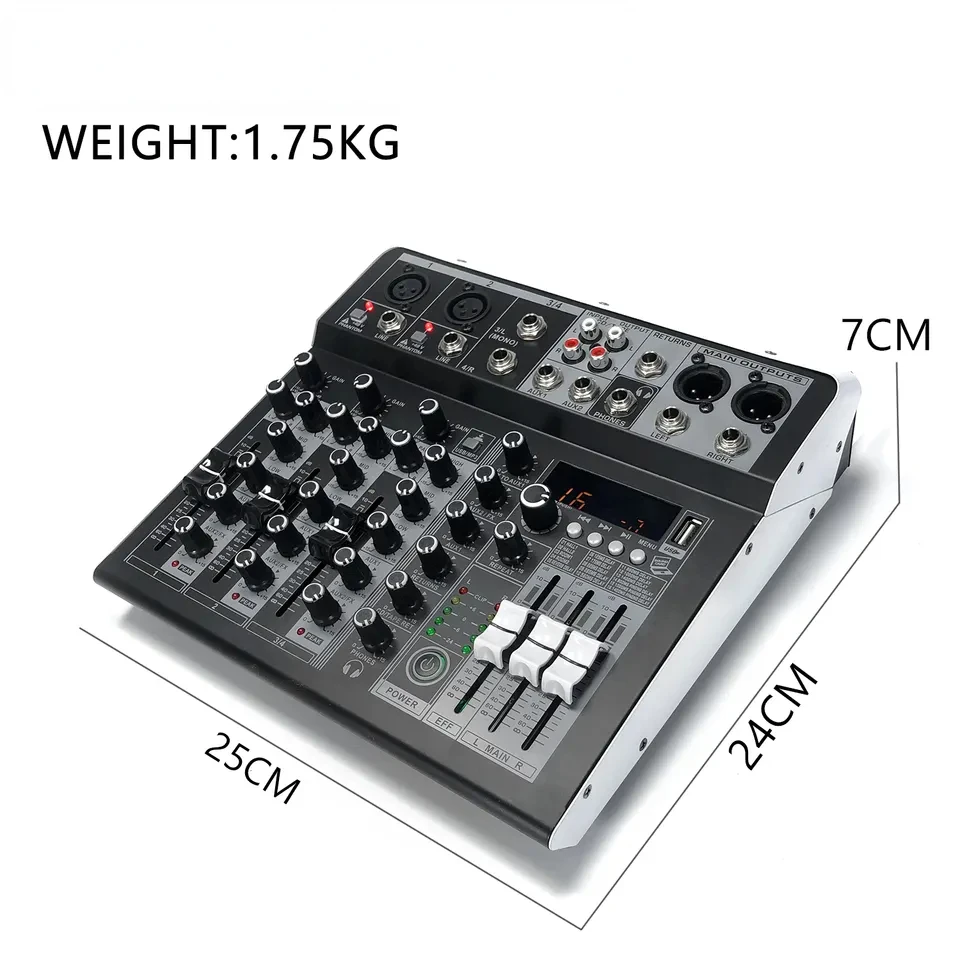 전문 4 채널 오디오 믹서 DPS 사운드 믹싱 콘솔, DJ 스튜디오 무대 공연 노래방용 오디오 인터페이스 사운드 카드